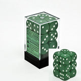 Green with White: Opaque 12d6 16mm Dice Set CHX 25605