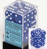 Blue with White: Opaque 12d6 16mm Dice Set CHX 25606