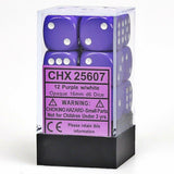 Purple with White: Opaque 12d6 16mm Dice Set CHX 25607