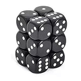 Black with White: Opaque 12d6 16mm Dice Set CHX 25608