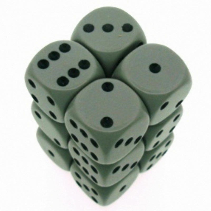 Gray with Black: Opaque 12d6 16mm Dice Set CHX 25610
