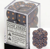 Dark Grey with Copper: Opaque 12d6 16mm Dice Set CHX 25620