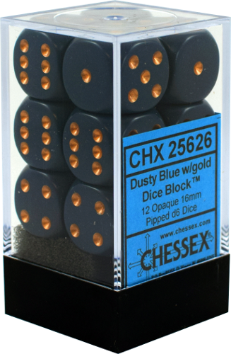 Blue with Copper: Opaque 12d6 16mm Dice Set CHX 25626