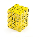 Yellow with Black: Opaque 36d6 12mm Dice Block CHX 25802