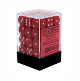 Red with White: Opaque 36d6 12mm Dice Block CHX 25804