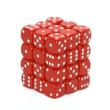 Red with White: Opaque 36d6 12mm Dice Block CHX 25804