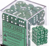 Green with White: Opaque 36d6 12mm Dice Set CHX 25805