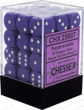 Purple with White: Opaque 36d6 12mm Dice Block CHX 25807