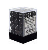 Black with White: Opaque 36d6 12mm Dice Set CHX 25808