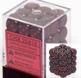 Black with Red: Opaque 36d6 12mm Dice Block CHX 25818