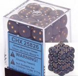 Dusty Blue with Gold: Opaque 36d6 12mm Dice Block CHX 25826