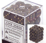 Black with Gol: Opaque 36d6 12mm Dice Set CHX 25828