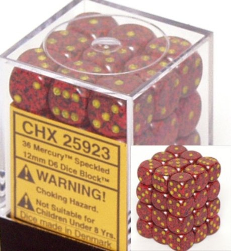 Mercury: Speckled 36d6 12mm Dice Block CHX 25923