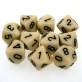 Ivory with Black: Opaque d10 Dice Set (10's) CHX 26200