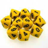 Yellow with Black: Opaque d10 Dice Set (10's) CHX 26202