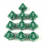 Green with White: Opaque d10 Dice Set (10's) CHX 26205