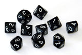 Black with White: Opaque d10 Dice Set (10's) CHX 26208