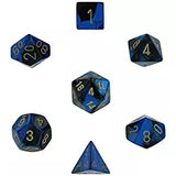 Black-Blue with Gold:  Gemini Polyhedral Dice Set (7's) CHX 26435