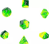 Green-Yellow with Silver: Gemini Polyhedral Dice Set (7's) CHX 26454