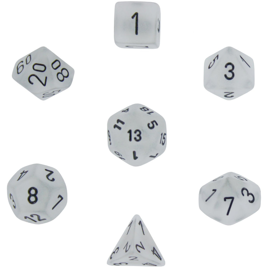 Clear with Black: Frosted Polyhedral Dice Set (7's) CHX 27401