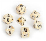 Ivory with Black: Marble Polyhedral Dice Set (7's) CHX 27402