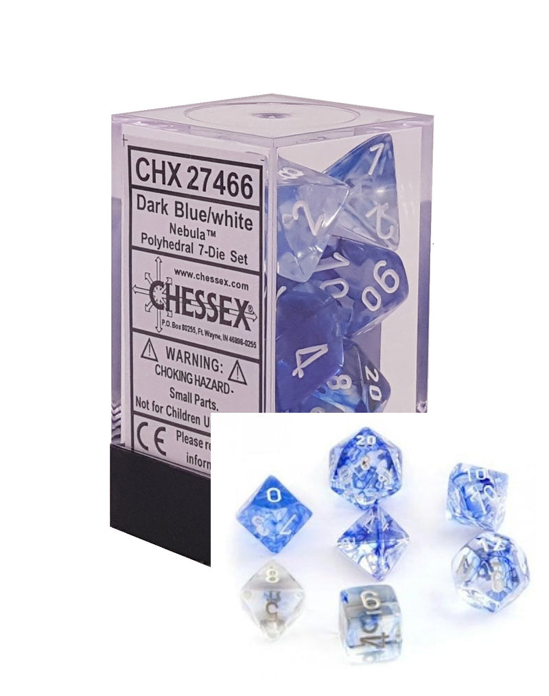 Dark Blue with White: Nebula Polyhedral Dice Set (7's) CHX 27466