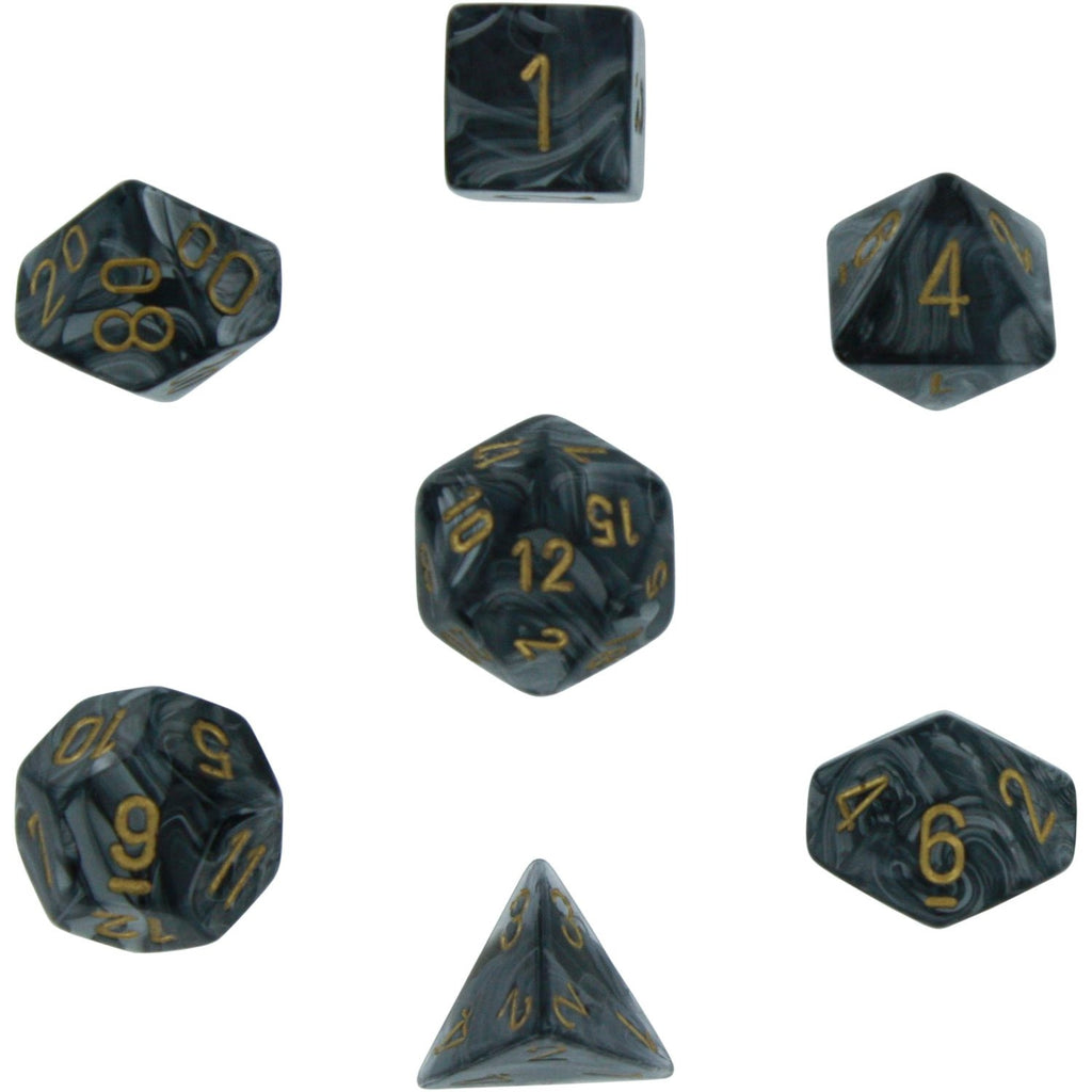 Black with Gold: Lustrous Polyhedral Dice Set (7's) CHX 27498