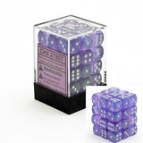 Purple with White: Borealis 36d6 12mm Dice Block CHX 27807