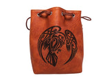 Brown Leather Lite Raven Design Self-Standing Large Dice Bag ERD 539