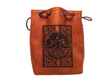 Brown Leather Lite Spell Book Design Self-Standing Large Dice Bag ERD 542