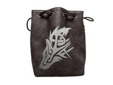 Black Leather Lite Wolf Design Self-Standing Large Dice Bag ERD 548