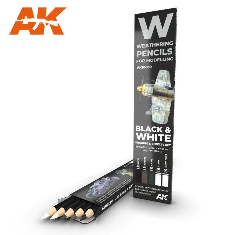 Weathering Pencil Set: Black & White - Shading & Effects Set LTG AK-10039