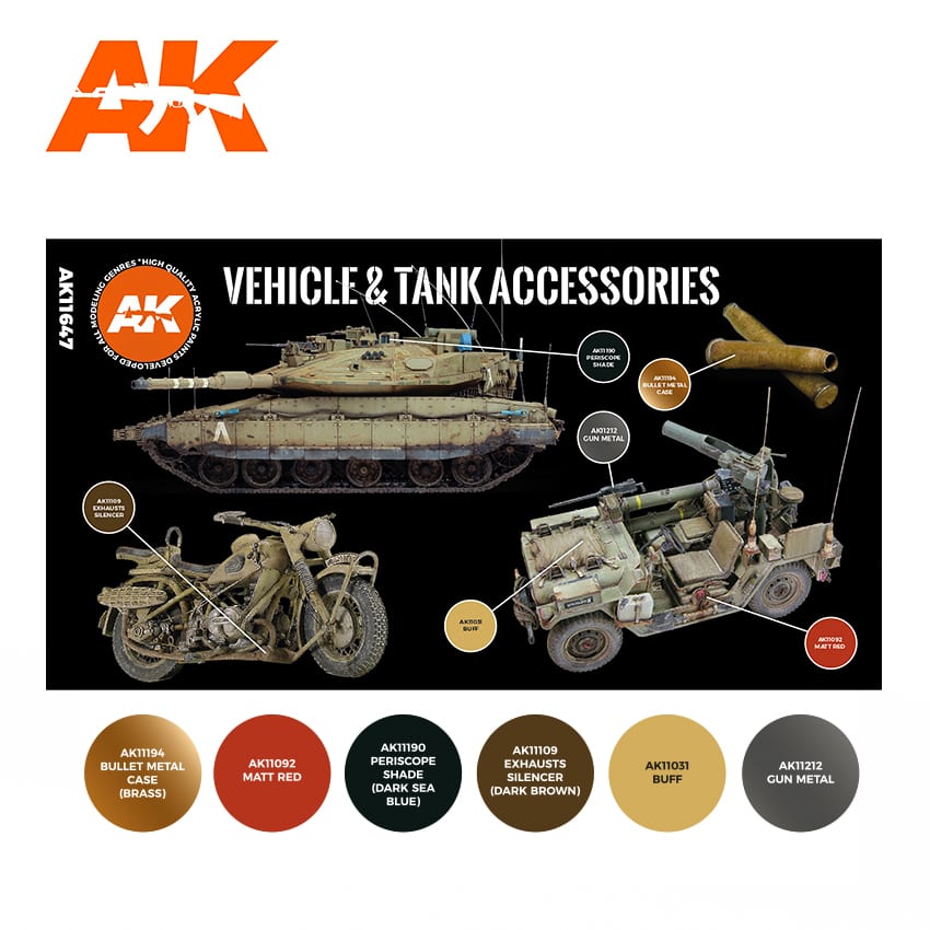 AK Interactive Paint Set - Tracks & Wheels (AFV Series) 3G Acrylics