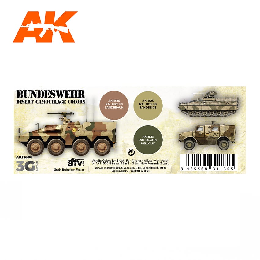 3Gen Acrylics: Bundeswehr Desert Camouflage Colors LTG AK-11666