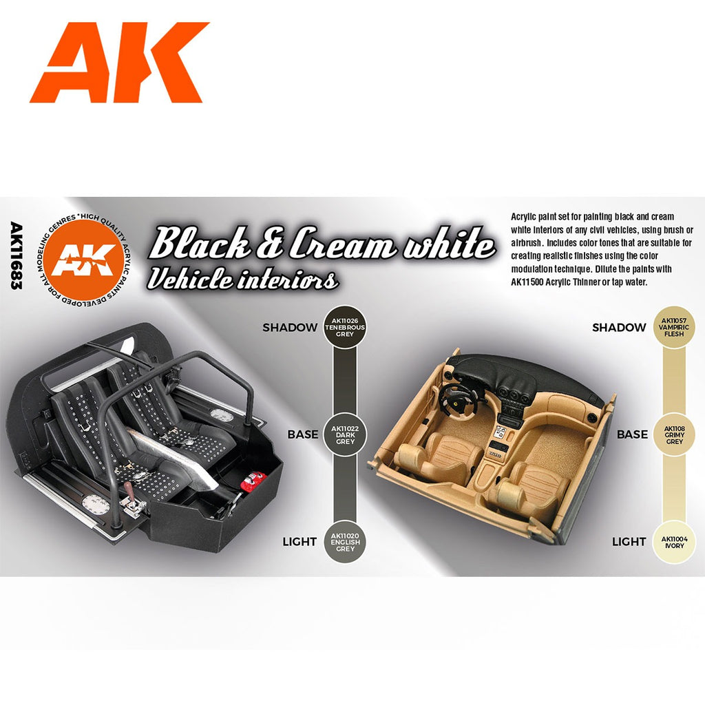 3Gen Acrylics: Black & Cream White Vehicle Interiors LTG AK-11683