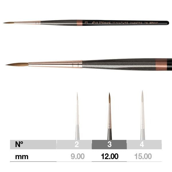 da Vinci Miniature Maestro Series 76 Brush - Round, short & pointed, Size 3 LTG DVINC-76_3