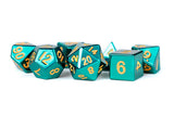 Turquoise with Gold Numbers 16mm Polyhedral Dice Set MET 015