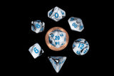 Stardust Blue w/ Silver Numbers 10mm Mini Poly Dice Set MET 181