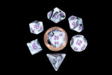 Marble with Purple Numbers 10mm Mini Poly Dice Set MET 41037
