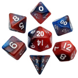 Red/Blue with White Numbers 10mm Mini Polyhedral Dice Set MET 412