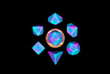Turquoise and Purple Marble 10mm Mini Poly Dice Set MET 4172