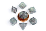 Stardust Gray w/ Silver Numbers 10mm Mini Poly Dice Set MET 4177