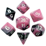 Pink/Black with White Numbers 10mm Mini Polyhedral Dice Set MET 473