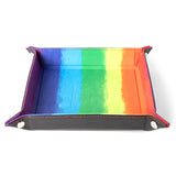 Velvet Dice Tray with Leather Backing: Rainbow Watercolor MET 538