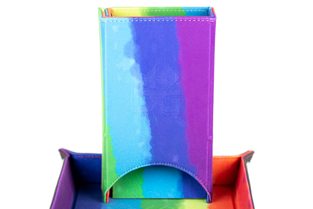 Fold Up Dice Tower: Rainbow Watercolor MET 548