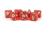 Icy Opal 16mm Resin Poly Dice Set: Red with Silver Numbers MET 605