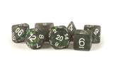 Icy Opal 16mm Resin Poly Dice Set: Black with Silver Numbers MET 606