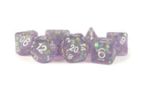 Icy Opal 16mm Resin Poly Dice Set: Purple with Silver Numbers MET 607