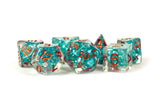 Pearl Dice Teal w/ Copper Numbers 16mm Resin Poly Dice Set MET 690