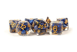 Pearl Dice Royal Blue w/ Gold Numbers 16mm Resin Poly Dice Set MET 692